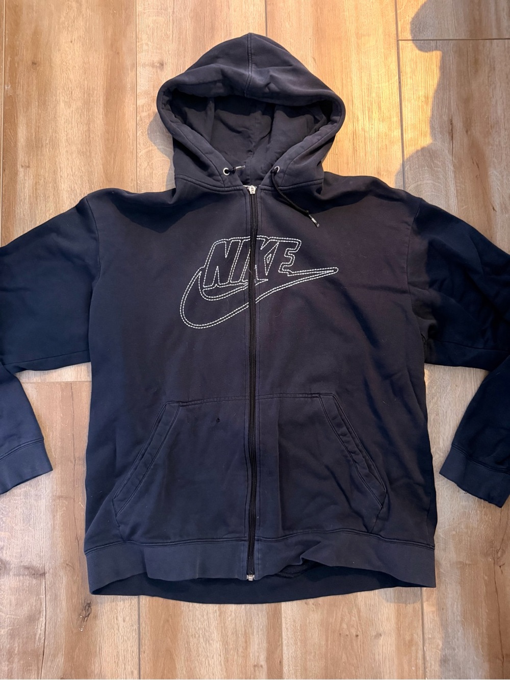 Nike Black Hoodie with White Stitched Logo